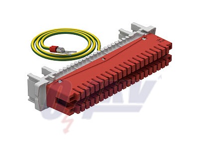 földelősín 34-pólusú LSA Plus-hoz 34-polig, piros 