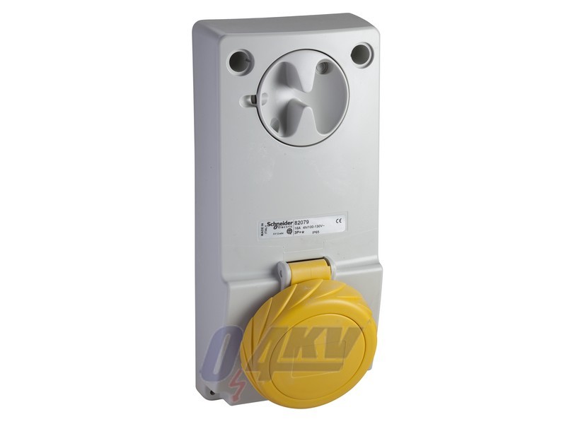 UNIKA Panelre szerelhető, reteszelhető aljzat, 2P+F, 4h, 16A, 130V, IP65, védelem nélkül