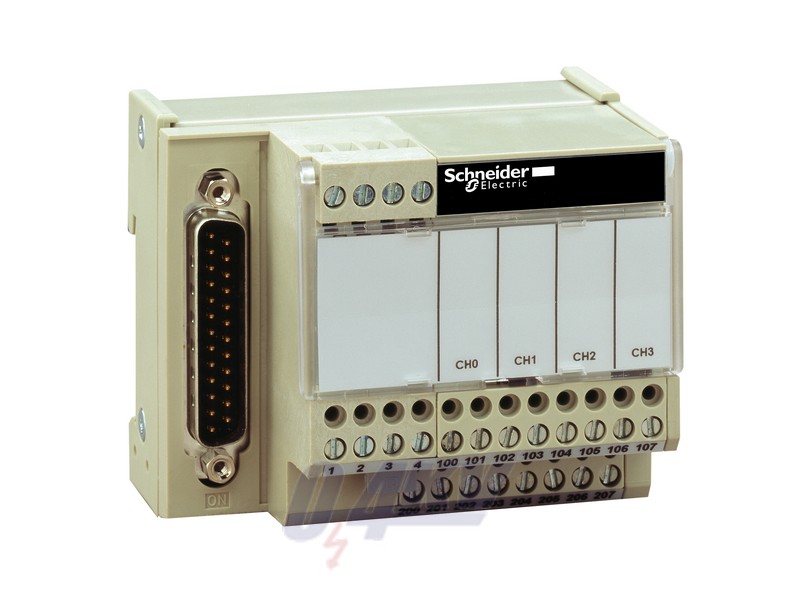 Modicon ABE7 elosztóblokk, 4 csatornás analóg Quantum/Premium/X80 I/O kártyákhoz, SUB-D25