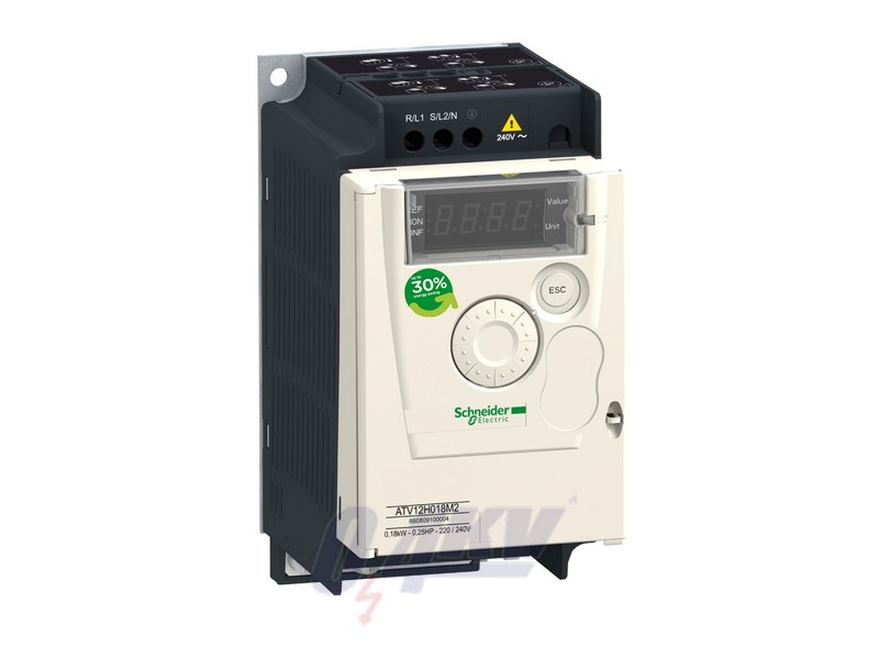 Altivar ATV12 frekvenciaváltó, 0,37kW, 1f, 230VAC, Modbus RTU, IP20, hűtőbordás