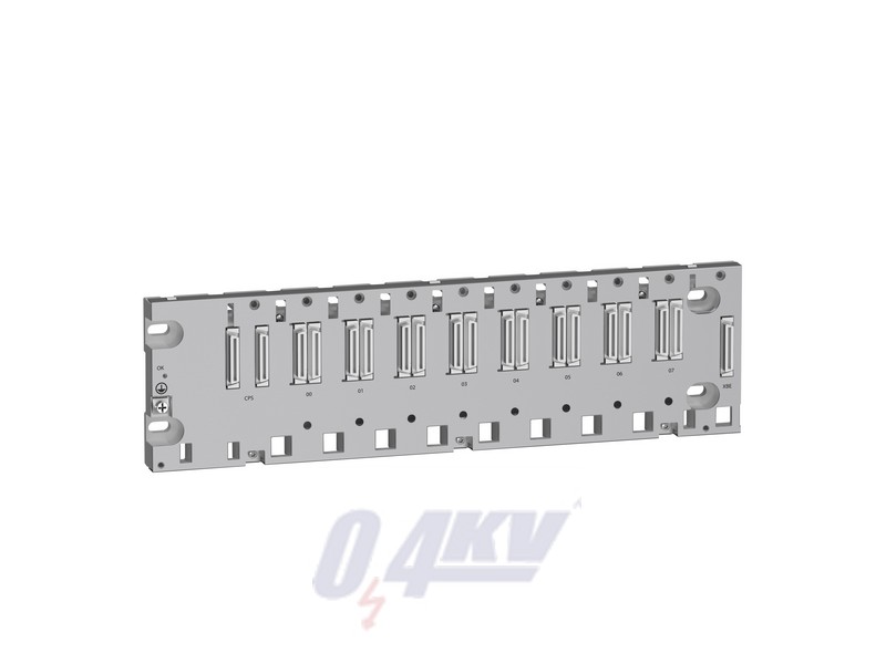 X80 hátlap, Ethernet, M580 PLC-hez, 8 I/O kártyahely, megerősített