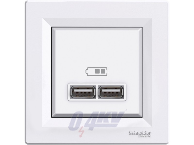 ASFORA Dupla USB töltő, 2.1A, A+A, fehér