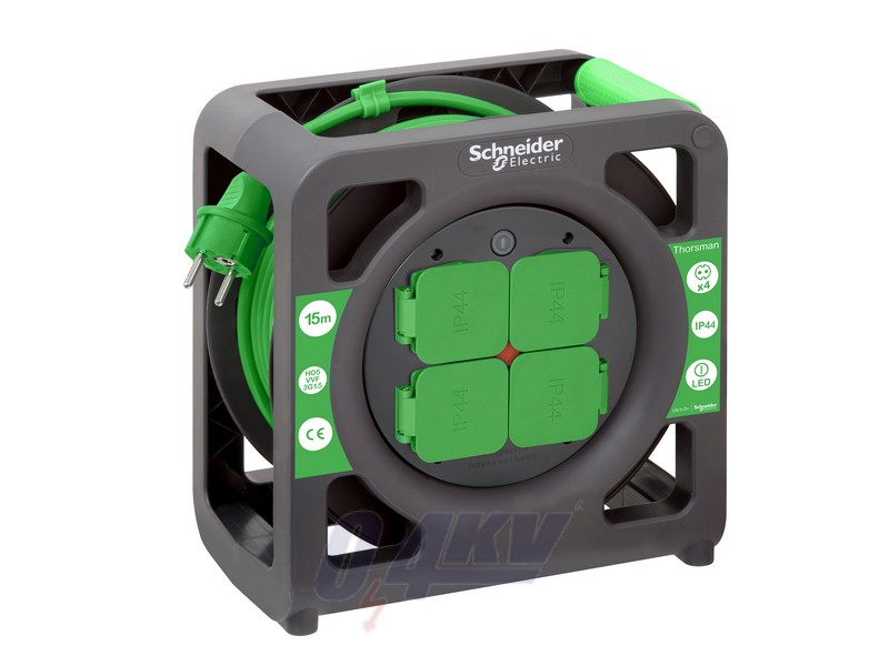 THORSMAN Kábeldobos hosszabbító, 1.5x15m, 4x2P+F alj, IP44