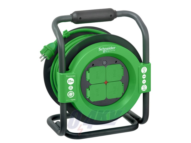 THORSMAN Kábeldobos hosszabbító, 1.5x25m, 4x2P+F aljzattal, IP44