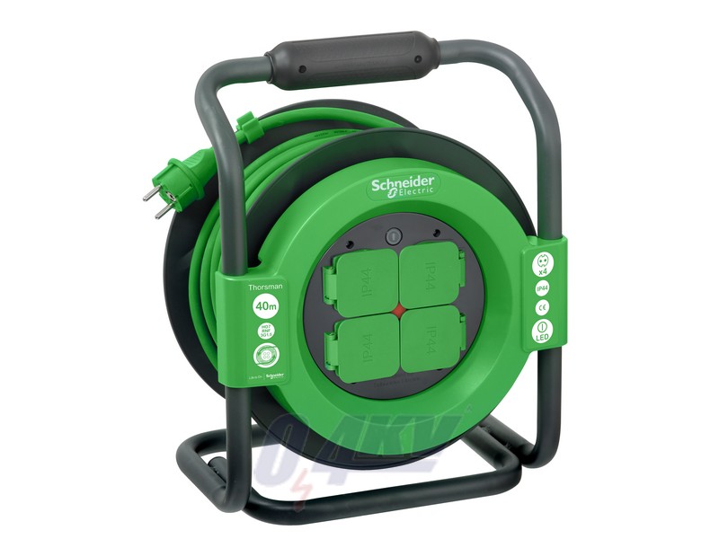 THORSMAN Kábeldobos hosszabbító, 1.5x40m, 4x2P+F aljzattal, IP44