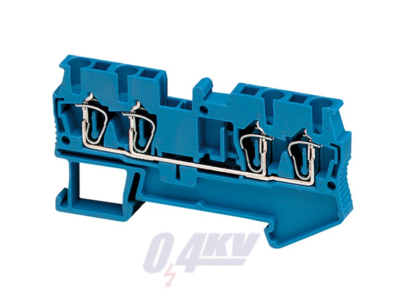 Rugós egyszintes átkötőkapocs 2x2 csatlakozás 5,2 mm 2,5 mm2 24A-es kék