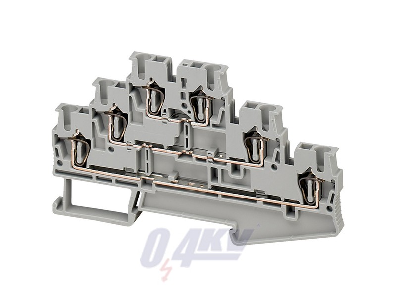 Rugós háromszintes átkötőkapocs 1x1 csatlakozás 5,2 mm 2,5 mm2 20A-es