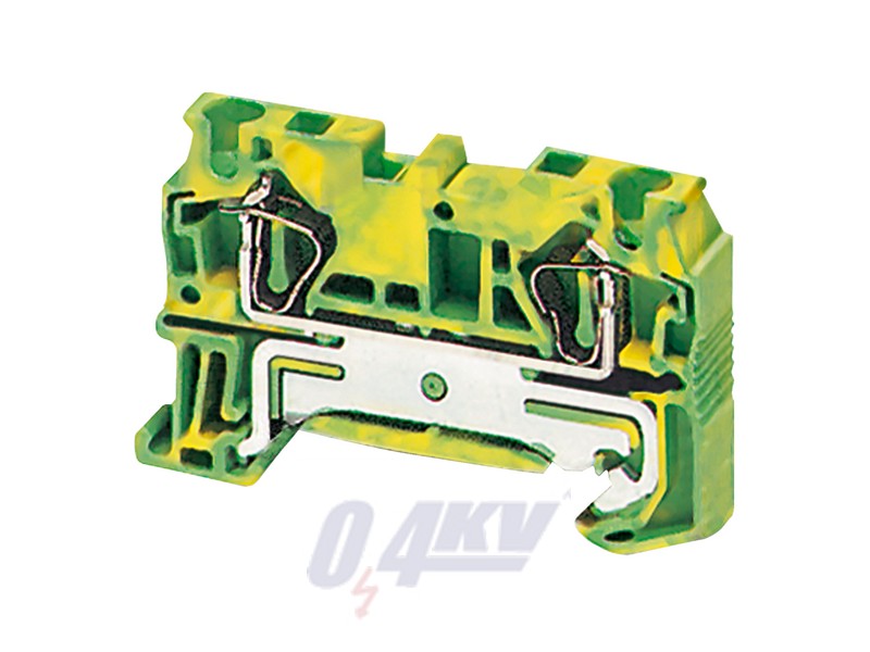 Rugós egyszintes földelőkapocs 1x1 csatlakozás 6,2 mm 4 mm2 zöld-sárga