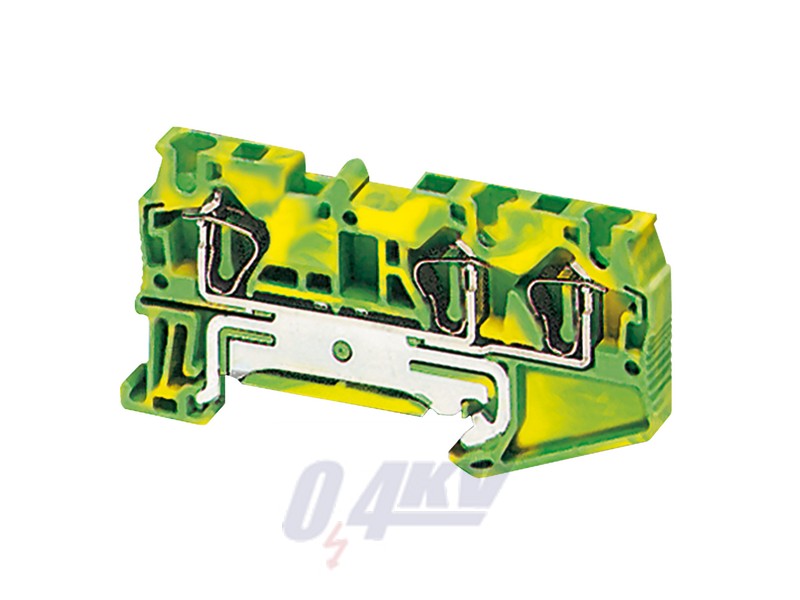 Rugós egyszintes földelőkapocs 1x2 csatlakozás 6,2 mm 4 mm2 zöld-sárga