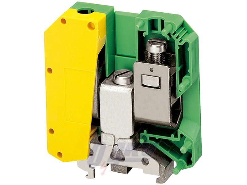 Csavaros egyszintes földelőkapocs 1x1 csatlakozás 20 mm 50 mm2 150A-es zöld-sárga