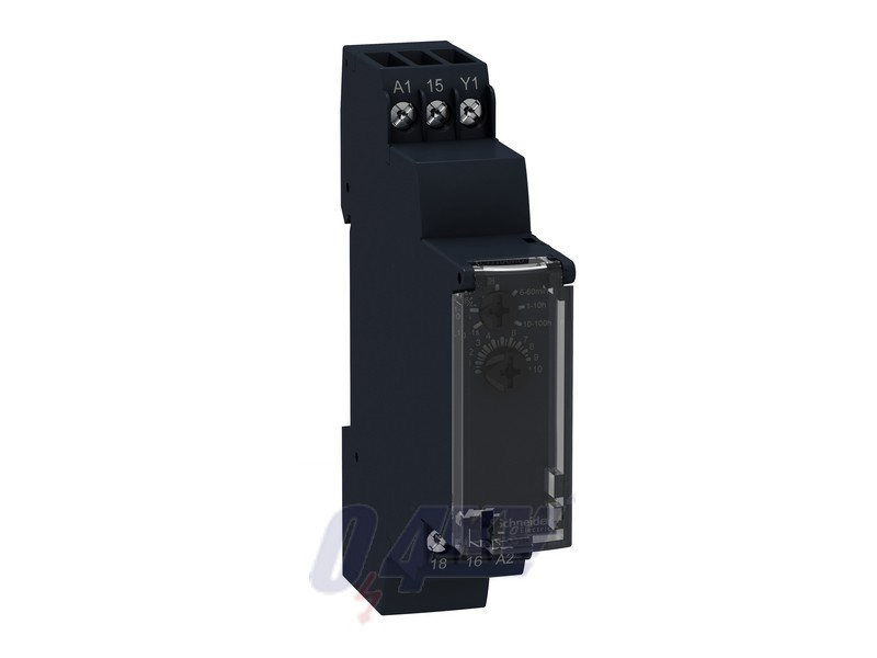 Zelio Time impulzusra záráskésleltető időrelé, B funkció, 1CO, 8A, 24VDC 24-240VAC