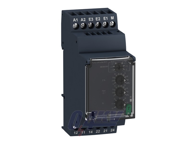 Zelio Control áramfigyelő relé, kikapcsolás késleltetővel, 2CO, 8A, 380…415VAC, mérési tart.:1,5…15A