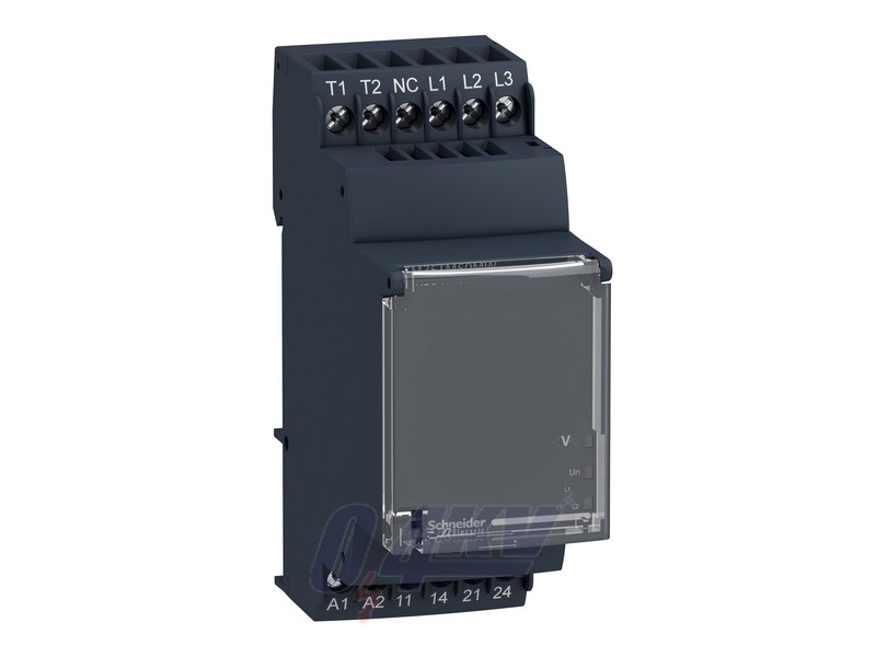 Zelio Control háromfázisú fázis- és motorhőmérséklet-figyelő relé, 2CO, 5A, 24…240VAC/DC