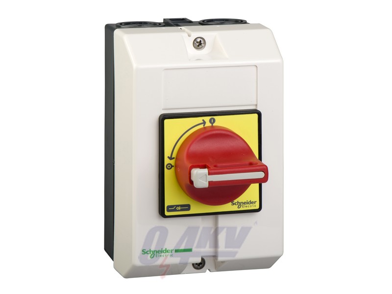 Fő- és vészleállító kapcsoló üres tok 10-32A, kapcsolókarral