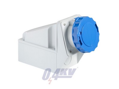 PRATIKA Falra szerelhető aljzat hátlappal, 2P+F, 6h, 63A, 250V, IP67, csavaros