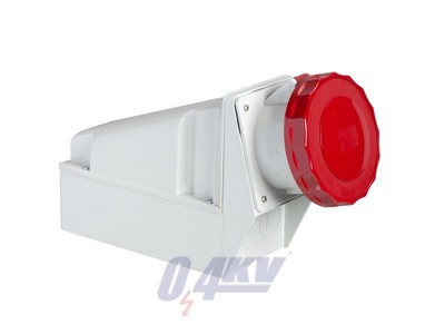 PRATIKA Falra szerelhető aljzat hátlappal, 3P+N+F, 6h, 125A, 415V, IP67, csavaros