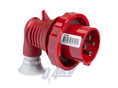 PRATIKA 90°-os lengővilla, 3P+F, 6h, 16A, 415V, IP67, csavaros