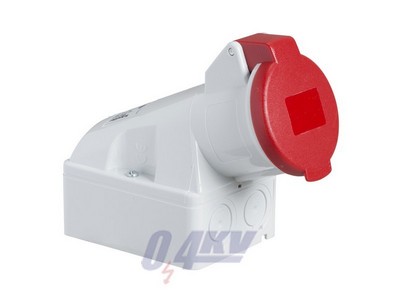 PRATIKA Falra szerelhető aljzat hátlappal, 3P+N+F, 6h, 32A, 415V, IP44, csavaros