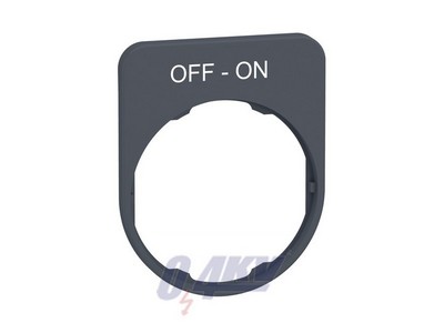 Harmony felirati tábla, 40x50 mm, műanyag, Ø30 süllyesztett készülékhez, OFF-ON, szürke perem