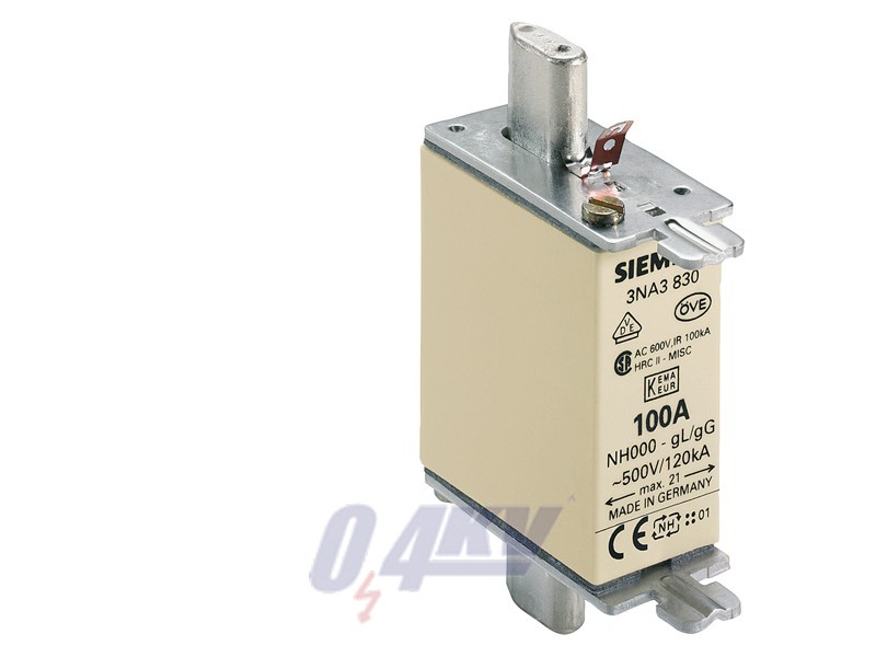 LV HRC biztosítékköteg, NH000, In: 100 A, gG, Un AC: 500 V, Un DC: 250 V
