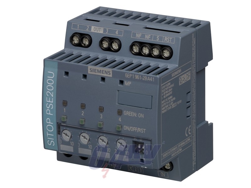 SITOP PSE200U szelektivitási modul, 24 V DC/4 x 3-10A, egycsatornás jeladással