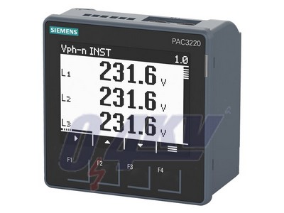 SENTRON PAC3220 teljesítményfelügyelet, elülső szerelés, 690/400 V, 5 A, 100-250 V AC/DC, Modbus TCP