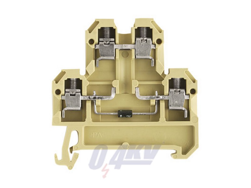 Csatlakozóelem-sorkapocs, Csavaros csatlakozás, 4 mm², 380 V, 10 A, 1 N 4007, TS 35, bézs / sárga