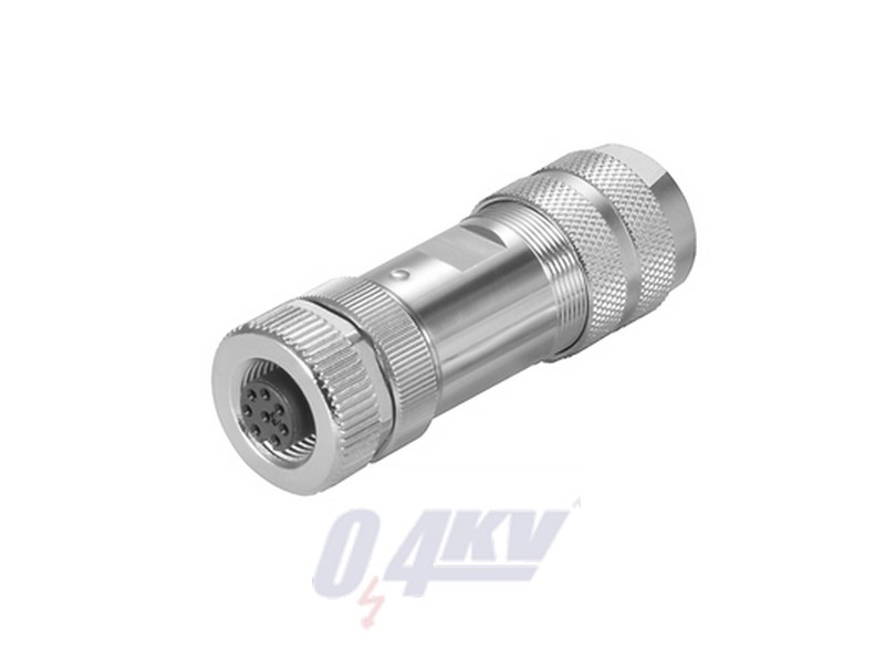 Kerek dugdugaszcsatlakozó (egyedi igényekre szabható mező), Hüvely (mama) , egyenes, Csavaros csatlakozás, M12, 0.14 mm², 0.75 mm², 6 - 8 mm, Pólusszá