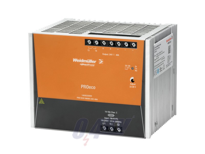 Tápellátás, 960 W, 40 A @ 50 °C