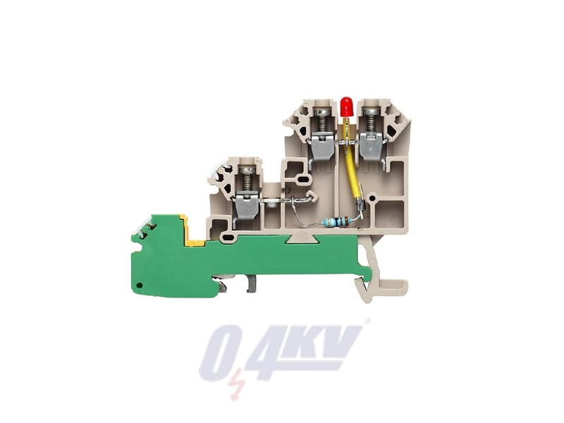 Érzékelő-, beavatkozó sorkapocs, Csavaros csatlakozás, 2.5 mm², 30 V, 17.5 A, Csatlakozások száma: 3, Potenciálok száma szintenként: 1, sötétbézs