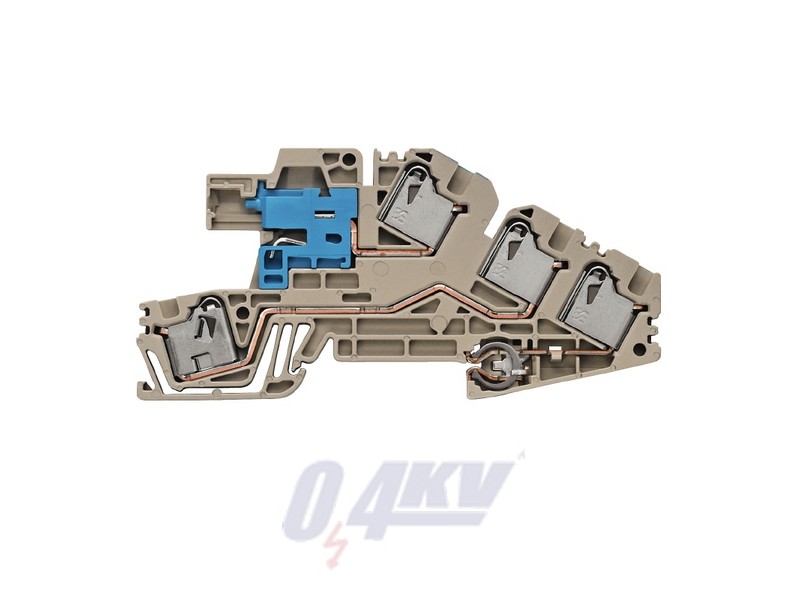 Többszintes installációs sorkapocs, PUSH IN, 4 mm², 400 V, 32 A, Csatlakozások száma: 5, Szintek száma: 3, sötétbézs