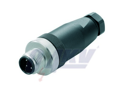 Kerek dugdugaszcsatlakozó (egyedi igényekre szabható mező), tű, egyenes, Csavaros csatlakozás, M12, 0.14 mm², 0.75 mm², 6 - 8 mm, Pólusszám: 3, Árnyék