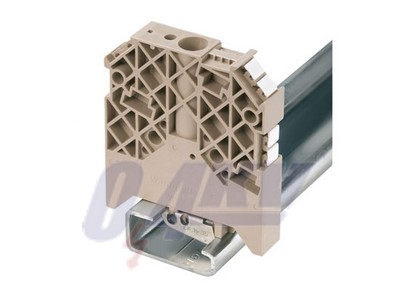 Végbak, PA 66 GF 30, sötétbézs, Sín: TS 32, becsavart állapotban