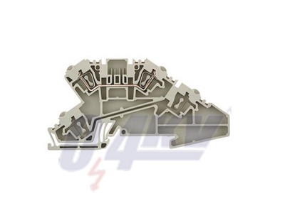 Többszintes installációs sorkapocs, Húzórugós csatlakozás, 2.5 mm², 400 V, 24 A, Csatlakozások száma: 2, Szintek száma: 1, sötétbézs