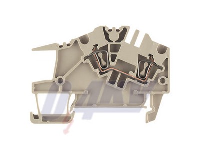 Többszintes installációs sorkapocs, Húzórugós csatlakozás, 2.5 mm², 400 V, 24 A, Csatlakozások száma: 2, Szintek száma: 1, sötétbézs