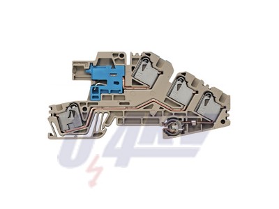 Többszintes installációs sorkapocs, PUSH IN, 4 mm², 400 V, 32 A, Csatlakozások száma: 5, Szintek száma: 3, sötétbézs
