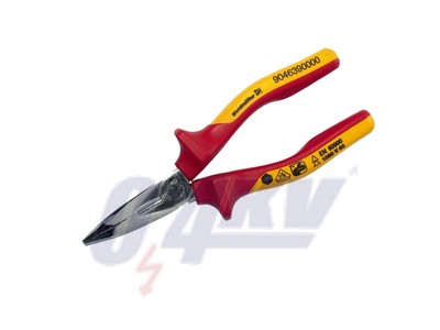 Hegyescsőrű fogó, 200 mm, Hajlított, Védőszigetelés, 1000 V: Igen